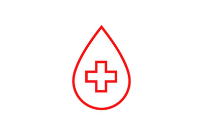 Medical Icon with Blood Symbol Red Outline