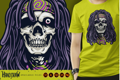 Psychedelic Skull Rasta Character SVG