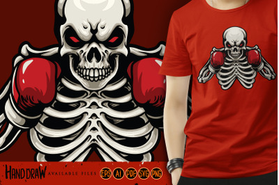 Skull Boxer With Red Boxing Gloves Mascot SVG