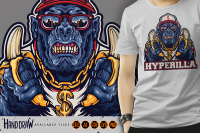 Gorilla Hype Beast With Bananas Character SVG