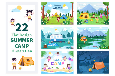 22 Summer Camp Landscape Illustration