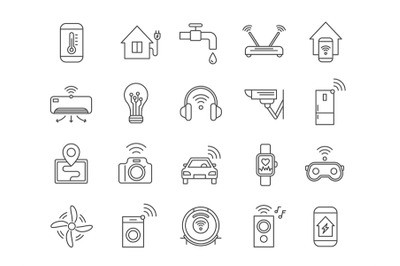 Iot line icons. Internet of things wireless technology&2C; house applianc