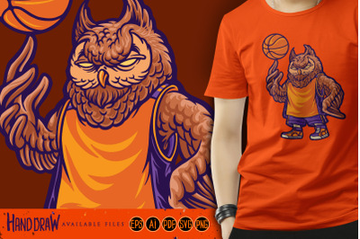 The Sporty Owl Basketball Mascot SVG Illustrations