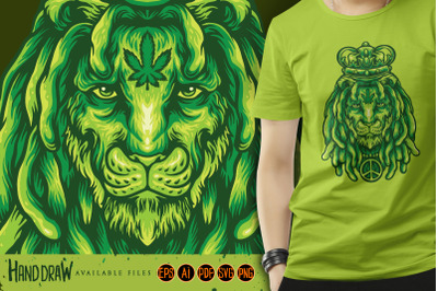 Lion King Rasta Marijuana SVG Illustrations