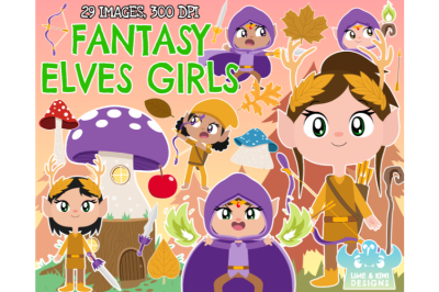 Fantasy Elves (Girls) Clipart - Lime and Kiwi Designs