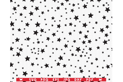 SVG Black Stars, Seamless pattern digital clipart