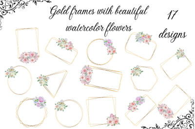 Geometric Frames, Watercolor Bouquets and Frames Collection