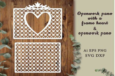 Photo frame. Heart on an openwork lattice. SVG