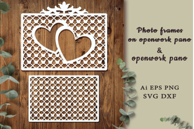 Stencil with two frames of hearts for a photo. SVG