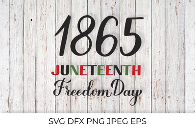 Juneteenth 1865 Freedom Day. Hand lettered SVG