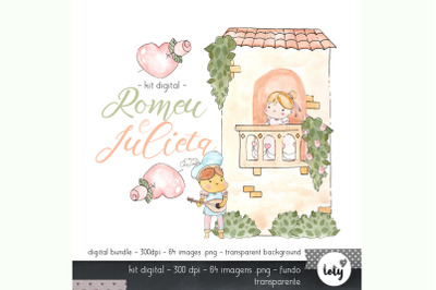 Romeo and Juliet Watercolor Clipart