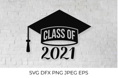 Class of 2021 lettering on graduation cap SVG