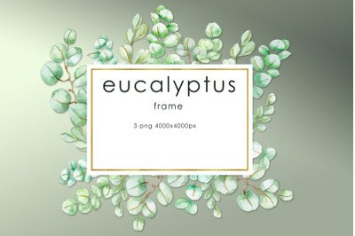 Frames with watercolor eucalyptus