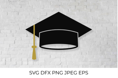 Graduation hat. University or college graduation cap with tassel SVG