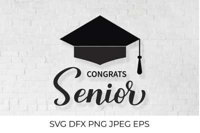 Congrats Senior lettering with graduation cap