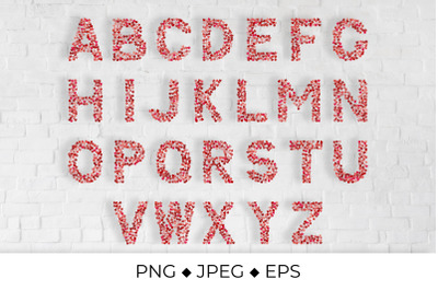Love Alphabet. Letters A-Z made of hearts. Valentines day