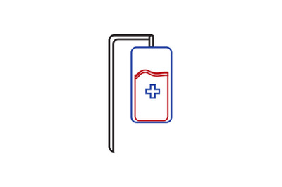 Medical Icon with Red Blue Line Infusion Pole