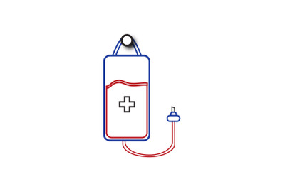Medical Icon Red Blue Line Infuse Bag