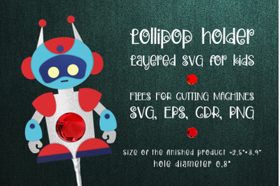 Robot Lollipop Holder template SVG