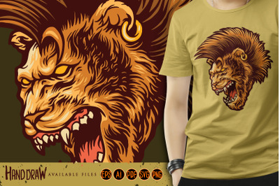 Angry Lion With Mohawk Hair SVG Illustrations
