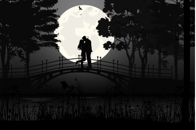 cute couple fall in love silhouette