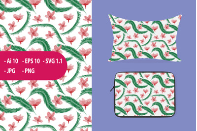 cute flower and leaf seamless pattern