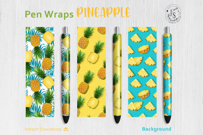 Pineapple Fruit Pen Wraps PNG File Set