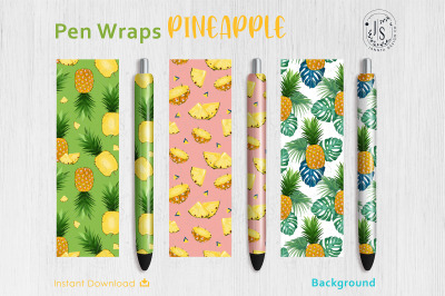 Pineapple Fruit Pen Wraps PNG File Set