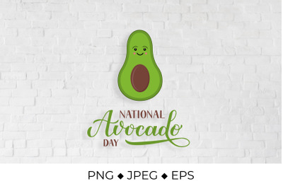 National Avocado Day. Cute cartoon avocado