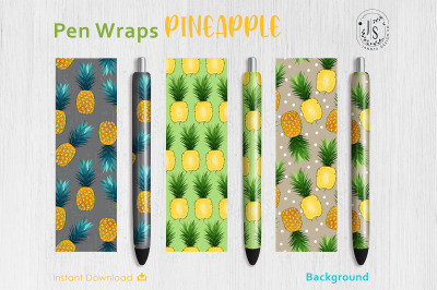 Pineapple Fruit Pen Wraps PNG File Set