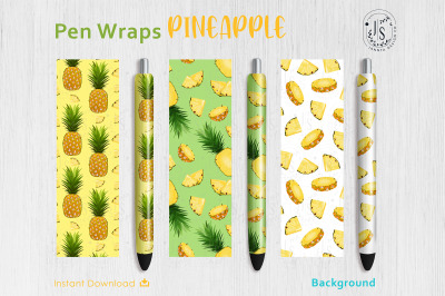 Pineapple Fruit Pen Wraps PNG File Set