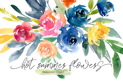 Bright Summer Watercolor Flowers PNG
