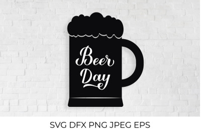 Beer day calligraphy hand lettering on mug