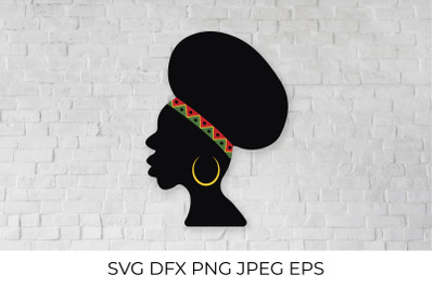 Afro American woman SVG, Black woman with traditional earring