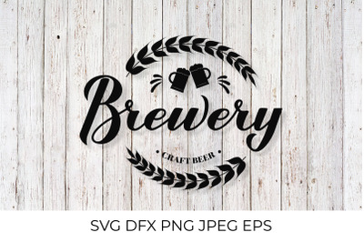 Brewery calligraphy lettering. Round label.