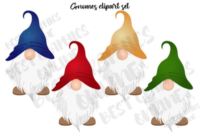 Cute Garden Gnomes Clipart Set, Gnome