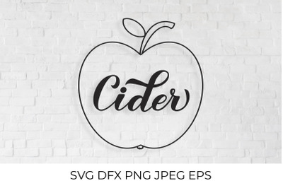 Cider calligraphy lettering and hand drawn apple