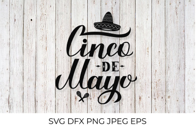 Cinco De Mayo lettering with Sombrero and maracas