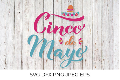 Cinco De Mayo calligraphy hand lettering with Sombrero