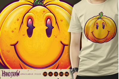 Smiling Happy Pumpkin SVG Illustration