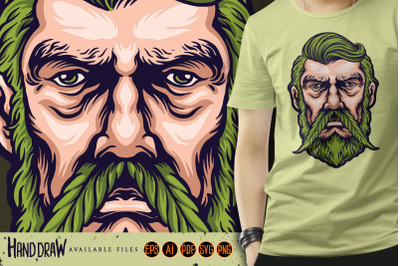 The Wise Man With The Marijuana Mustache SVG Illustrations