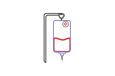 Medical Icon Red Blue Line Infusion Pole