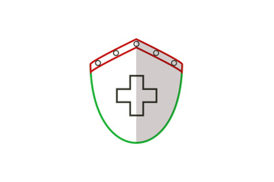 Medical Icon Green Red Line with Medical Shield