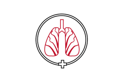Medical Icon with Line Lungs Clinic