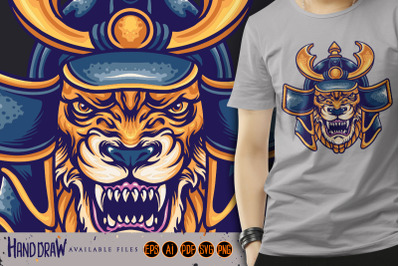 Beast Tiger Samurai Warrior SVG Illustration