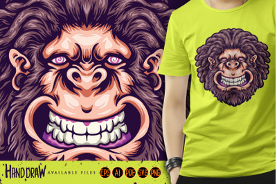 Trippy Smiling Male Gorilla SVG Illustration