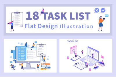 18 Task List Vector Illustration