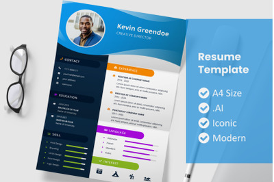 Blue Wave Resume Template