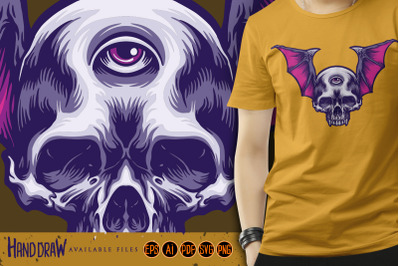 Flying Eye Three Skull SVG Illustration