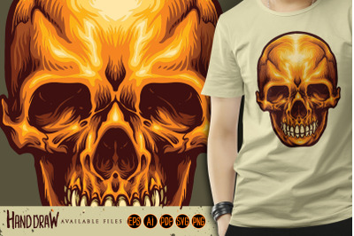 Golden Skull Bone SVG Illustration